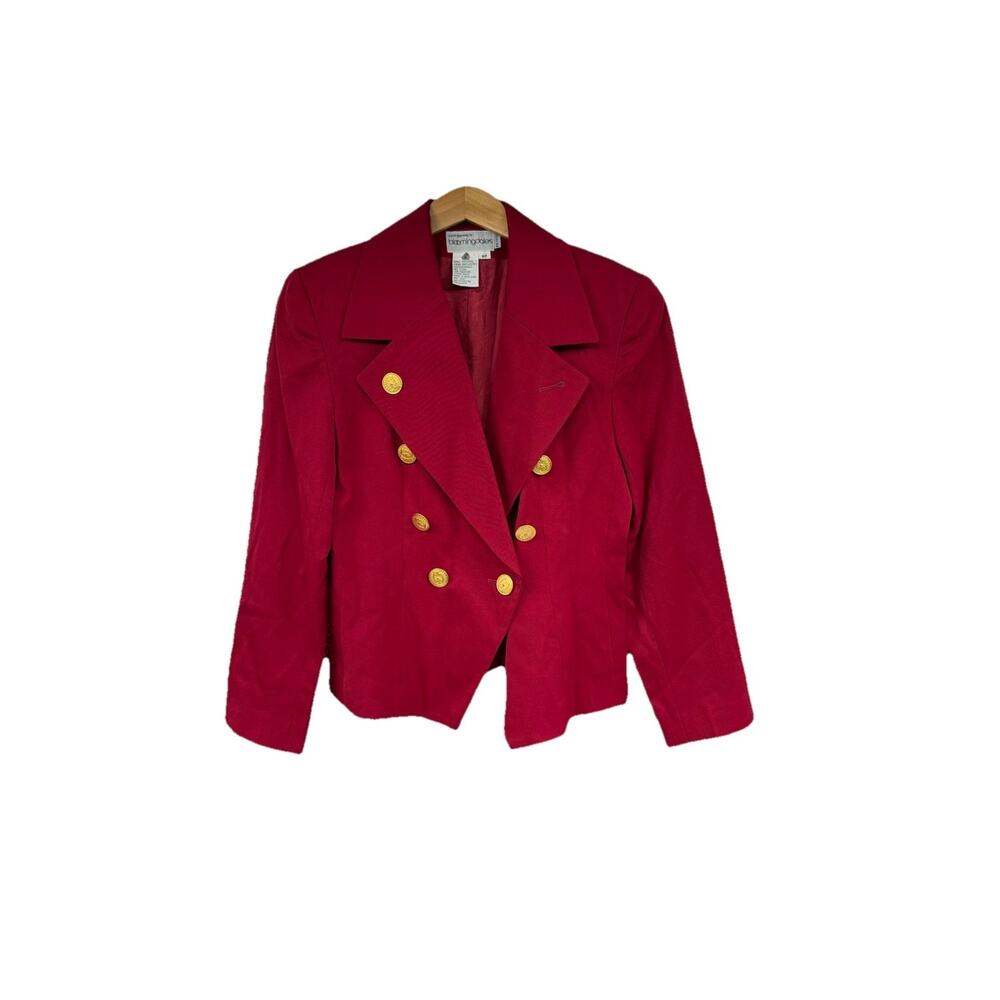Vintage Bloomingdale’s Cropped Red Wool Blazer Twee Classic Women’s 6 Petite